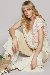 POL Floral V-Neck Short Sleeve T-Shirt OutfitFlow